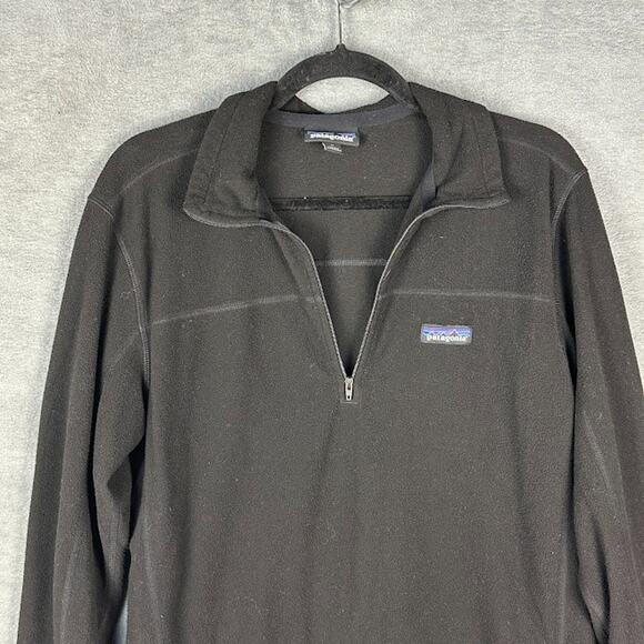 Patagonia Sweater Mens Medium Black Micro D 1/4 Zip Fleece Pullover Outdoor Hike - Picture 2 of 11